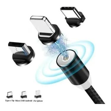 Imagem de Cabo Magnético 3 Em 1 Micro Usb V8 Type C Android