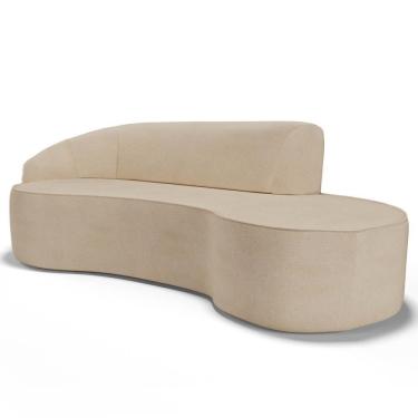 Imagem de Sofá Living 2 Lugares 180cm Braço Esquerdo Mozart D06 Linho Bege Escuro - Mpozenato