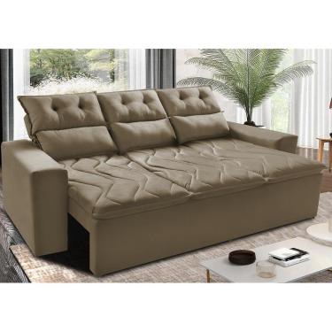 Imagem de Sofá 3 Lugares Retrátil E Reclinável 2,00m Cama Inbox Smal Com Bordado Pantográfico Suede Castor