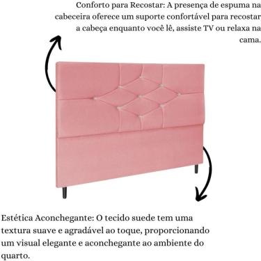 Imagem de Cabeceira Estofada Cama Casal Box 140 Cm Virgínia Suede Rosa