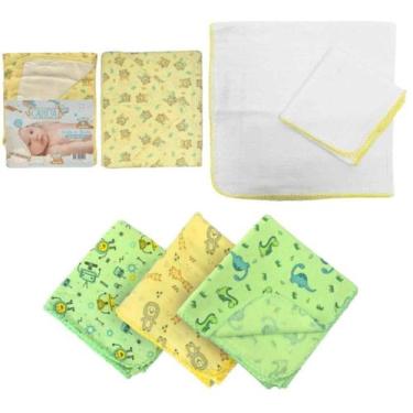 Imagem de Kit 6Pç Enxoval Cueiro+Toalha De Pano+Toalha De Banho Neutro - Dugu