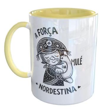 Imagem de Caneca Porcelana Nordestina Mulé Arretada - Pense Canecas, Amarelo