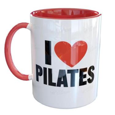 Imagem de Caneca Porcelana Eu amo Pilates - Pense Canecas, Vermelho