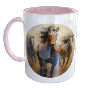 Imagem de Caneca Porcelana Cavalo Indomável - Pense Canecas, Rosa Claro