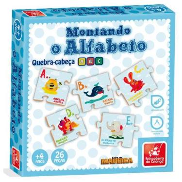 Imagem de Quebra-Cabeça Montando o Alfabeto - Madeira - 8436 - Brincadeira De Cr