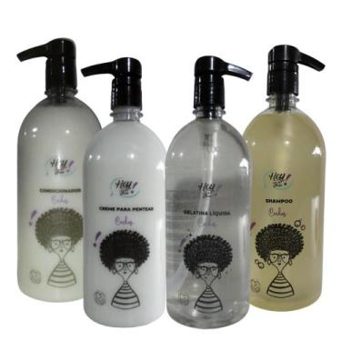 Imagem de Kit Profiss Shampo Condicionador Gelatina Creme 1L - Hey You