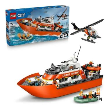 Imagem de Lego 60504 City – Navio , helicóptero e Bote Resgate Guarda Costeira - ( Bote e Barco 42Cm Flutua na Agua ) - 742 peças