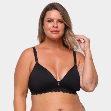 Imagem de Sutiã Amamentação Dilady Bojo Renda Feminino, Preto, 46