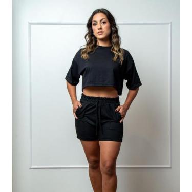Imagem de Shorts Feminino Com Bolsos Sobrepostos Good Bless Preto, GG, Preto