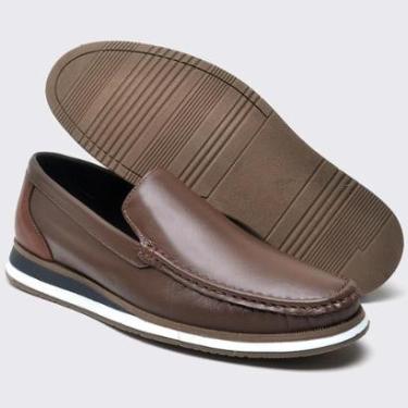 Imagem de Sapato Oxford Mocassim Masculino Couro Legitimo Social Casual Costurado-Masculino