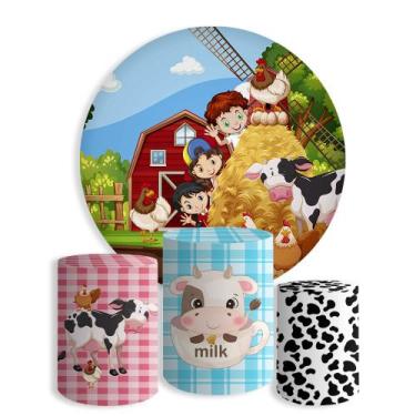 Imagem de Capas Painel Redondo Cilindros Decoração Fazendinha - Painel Festa