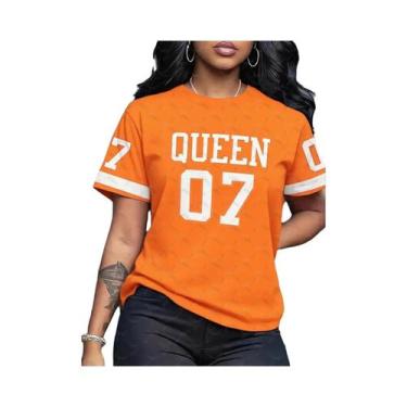 Imagem de Camiseta Feminina plus Size Estampada Com Gola Redonda E Manga Curta, 