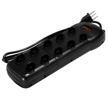 Imagem de Filtro de Linha Qualitronix 10 Tomadas 3 x 0,75mm Cabo 1,2M 10A Preto,