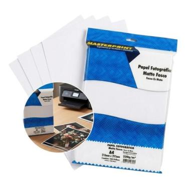 Imagem de Papel Fotográfico Matte Fosco A4 230g Masterprint 100 Folhas para Jato