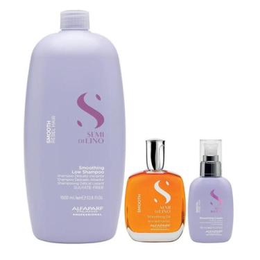 Imagem de Kit Alfaparf Professional Semi Di Lino Smooth Smoothing - Shampoo 1L +