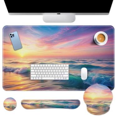 Imagem de Conjunto de mouse pad 4 em 1 Britimes, grande, 90x40 cm, ergonômico