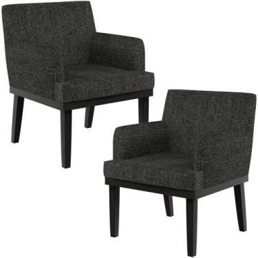 Imagem de Kit 02 Poltronas Decorativas Sala De Estar Base Preto Beatriz W01 Linh