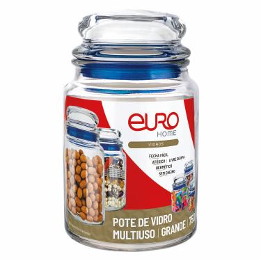 Imagem de Pote de Vidro Multiuso Euro Home 750?ml Azul Tampa Hermética com Anel de PVC