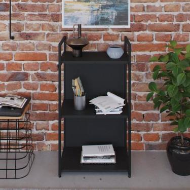 Imagem de Estante com 3 Prateleiras 84x45x33cm com Fundo Yon Preto - Metalig