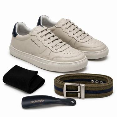 Imagem de Kit Sapatênis Masculino Rafarillo Casual em Couro com Cinto de Gorgurã
