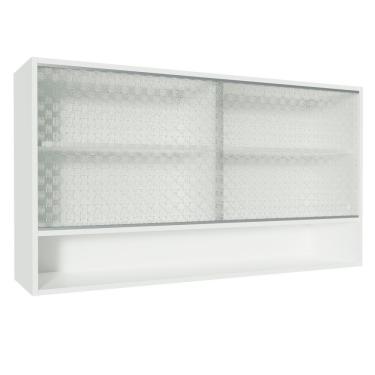 Imagem de Armário Aéreo Madesa Glamy 2 Portas de Correr de Vidro e 1 Nicho - Branco