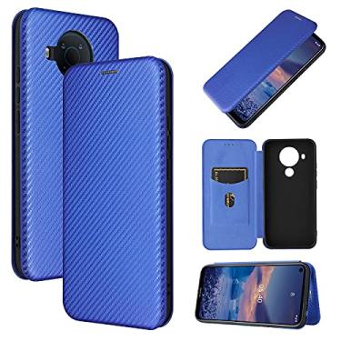 Imagem de YUNCHAO Caixa de telefone Para Nokia 5.4 Textura de fibra de carbono Flip TPU + PC + PU PU com slot de cartão capa para celular