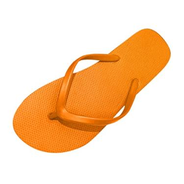 Imagem de Chinelos femininos moda casual boêmio sapatos de praia chinelos sapatos rasos tanga sandálias legais para mulheres, Laranja, 5.5