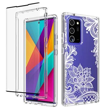Imagem de Yodueiv Capa para Galaxy Note 20 Ultra 5G SM-N986U com protetor de tela de vidro temperado, capa protetora de telefone com padrão de mandala transparente de corpo inteiro para Samsung Galaxy Note 20 Ultra 5G (Mandala)