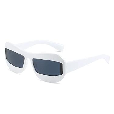 Imagem de Óculos de sol retangular estreito vintage para mulheres moda irregular hip hop óculos de sol masculino vermelho verde gradiente, branco cinza, tamanho único