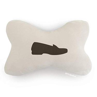 Imagem de DIYthinker Sapato masculino de couro preto padrão contorno acabamento de carro, almofada almofada para apoio de cabeça