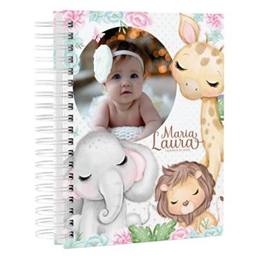 Imagem de Caderneta De Vacinação Atualizada Tema SAFARI com Foto e Nome - Menina