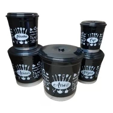 Imagem de Jogo Mantimentos Pote Decorado Alumínio Color 5 Peças