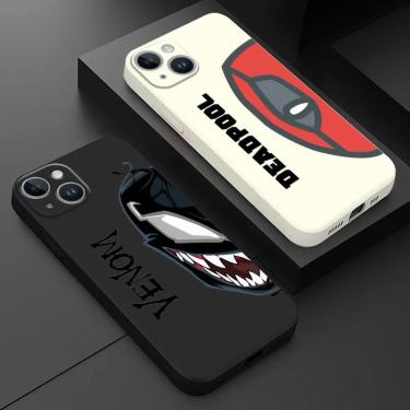 Imagem de Capa de luxo líquida para iPhone  Marvel Deadpool e Venom  iPhone XR XS X 8 11 Pro Max 13 Mini 7 6S