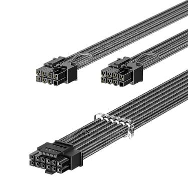 Imagem de Fasgear Cabo de alimentação PCIe 5.0 12VHPWR(12V-2x6) 70 cm, 16 pinos (12 + 4) macho para macho PCIe de 2 x 8 (6 + 2) pinos, cabo de manga GPU 16AWG 600W, para RTX 5070ti/4070ti/4080/4090/3090ti, para