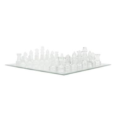 Imagem de Tabuleiro De Xadrez Modelo Super Luxo Vidro 25cm 33 Peças