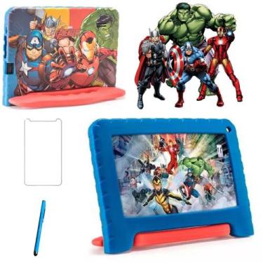 Imagem de Tablet Infantil Infantil Avengers 64Gb 4Gb Ram 7" Com Caneta E Películ