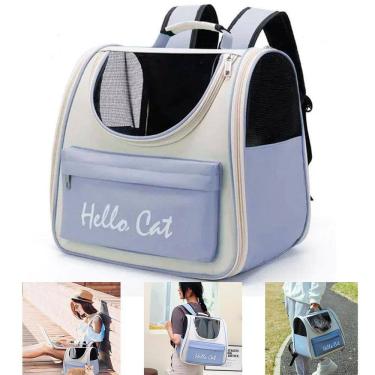 Imagem de Bolsa Mochila Transporte Gato Pet Animais Estimaçao Passeio Viagem Visao Panoramica Bolsos Ventilaçao