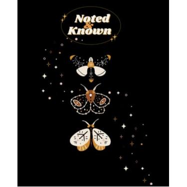 Imagem de Caderno dos sonhos ou manifestação bruxa da lua lunar mariposa celestial | 110 páginas em branco forradas com borda da fase da lua | 19 cm x 23,5 cm