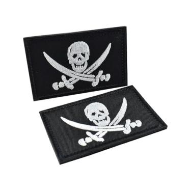 Imagem de Patch tático de bandeira de barba preta emblema militar emblema engraçado pirata Edward Sigil Flags adesivos táticos para mochilas, chapéus, bolsas, 2 peças (bandeira pirata)