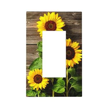 Imagem de VunKo Placa de receptáculo de interruptor basculante de gangue individual - 1 Gang Decora GFCI girassóis de outono placa de parede decorativa de madeira placa de parede placa de parede com parafusos