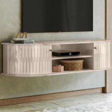 Imagem de Rack Suspenso Ripado Tv Até 60 Polegadas Calacata Off White Modena Madetec