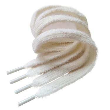 Imagem de Sapatos Macios Peludos Brancos E Pretos Cadarços 120/140cm De Cano Alto E Baixo De Lona Acessórios Para Cadarços Redondos(Beige flat,120cm)