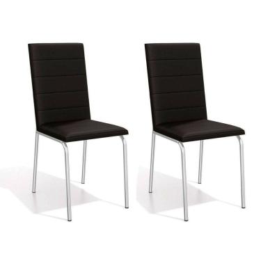 Imagem de Cadeira Sala de Jantar Amsterdã 2C091 Aço Kit 2 Uni Cromada - Assento Preto 110 - Kappesberg