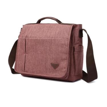 Imagem de Bolsa Transversal Pasta Mensageiro Carteiro Grande Notebook 15.6 Resistente Para Trabalho Negócios Compartimentos Extras e Alça Ajustável - ZAFIN (Marrom)