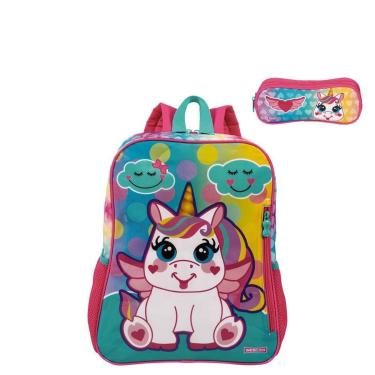 Imagem de Kit Mochila de Costas e Lancheira Sestini 21M Unicórnio-Feminino