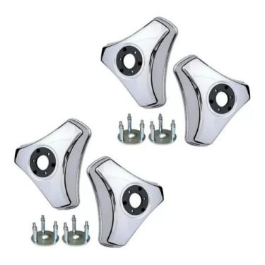 Imagem de 4 Calota 3 Pontas Aro 16 17,5 Metal Caminhao Rodoar + Suporte - TOP-AR