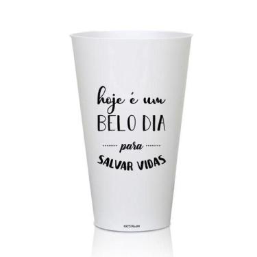 Imagem de 4 Copos Brancos 550Ml Personalizados Acrílico Salvar Vidas - Krystalon