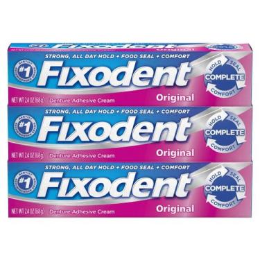 Imagem de Kit 3 Fixodent Orig 68G Creme Adesivo Para Prótese Dentária - Fixodent