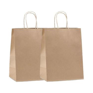 Imagem de Sacola Bolsa Com Alça de Papel Kraft Pardo 21,5x15x8 cm 20 Unid - T10O
