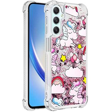 Imagem de Monwutong Capa de telefone slim fit para Samsung Galaxy A24 4G, glitter líquido efeito areia movediça silicone macio TPU capa moderna, capa de proteção de tela e câmera para A24 4G, YBDT cavalo rosa